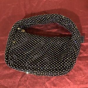 Vince Camuto Black Velvet Clutch with Silver Accents